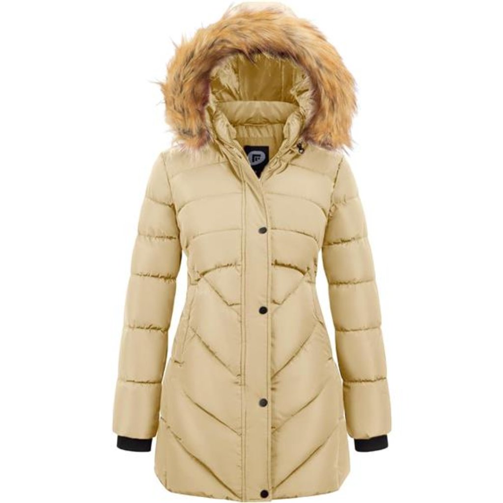 Women's Winter Coat Long Puffer Jacket With Faux Fur Insulated Jacket